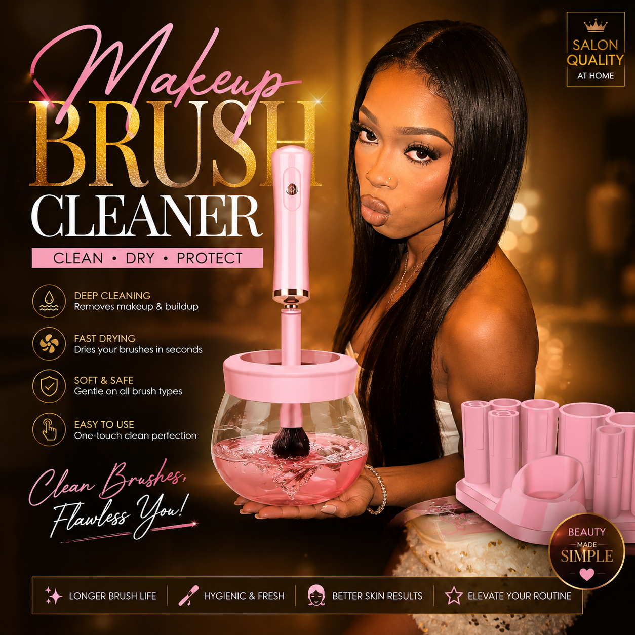 Professional Electric Makeup Brush Cleaner & Shaker Machine
